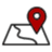 Icon of a map with place locator pin